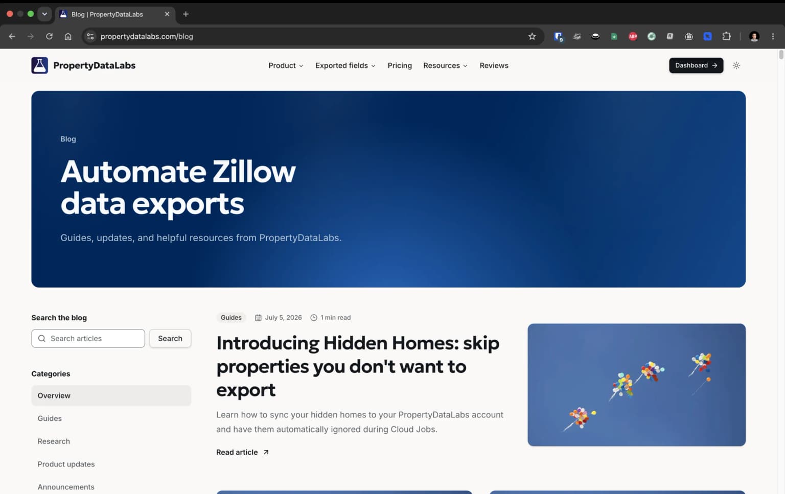 Zillow Data Exporter blog page