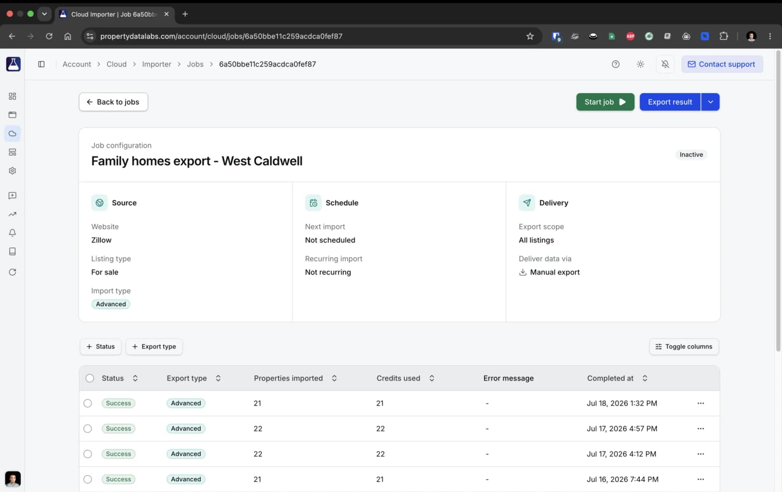 Cloud Importer job options and scheduling controls