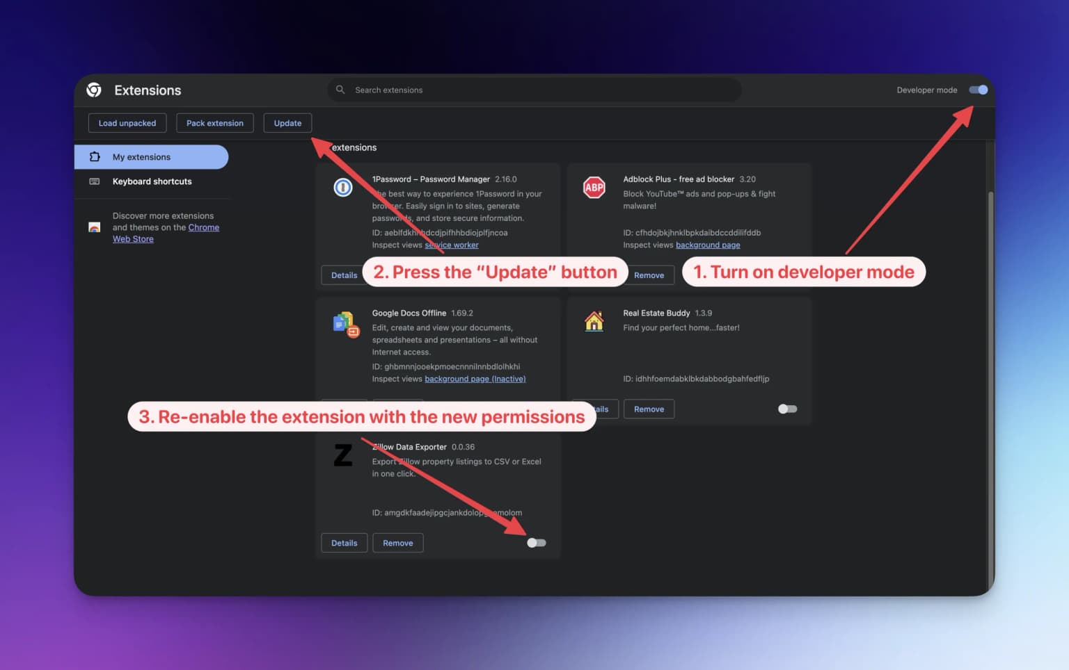 the manual update button