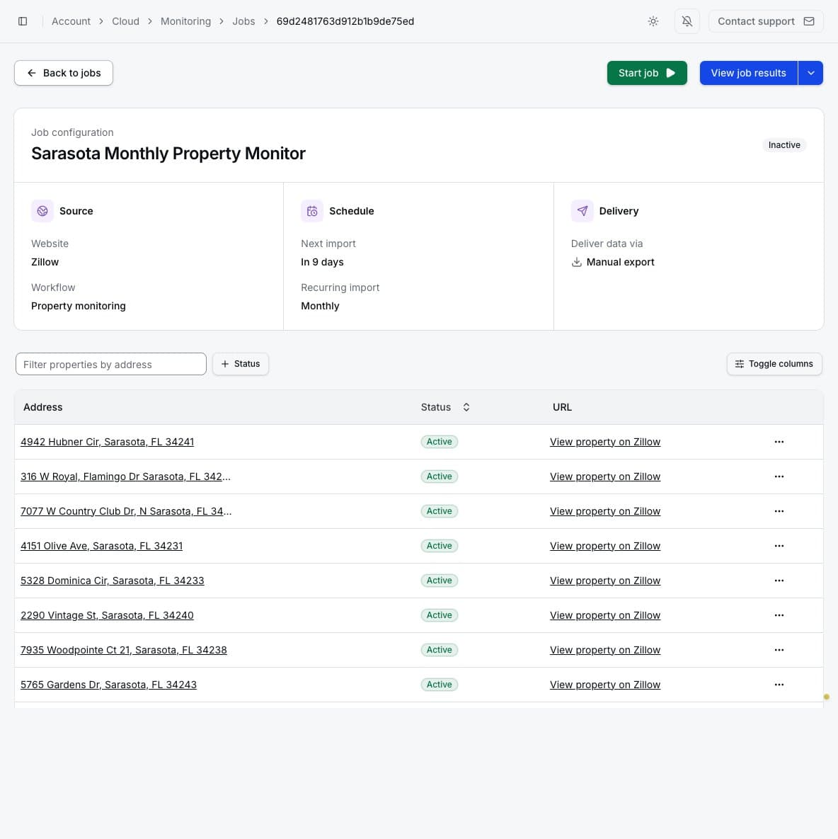 Cloud Monitoring job with watched properties