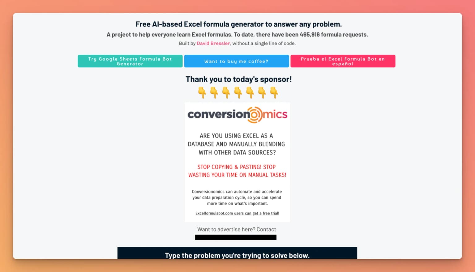 Excelformulabot's webpage