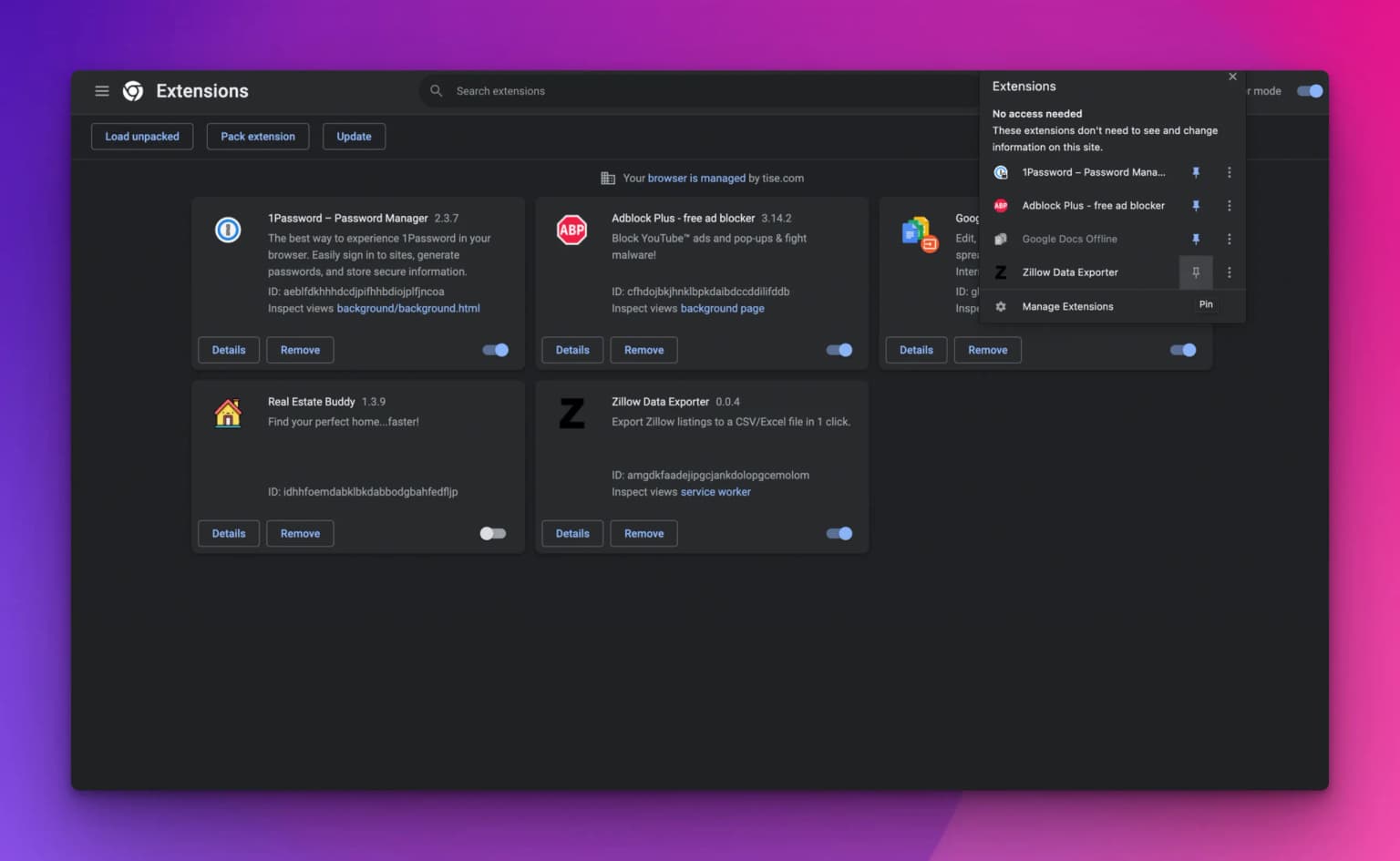 Pin the Zillow Data Exporter extension to your Chrome extension toolbar