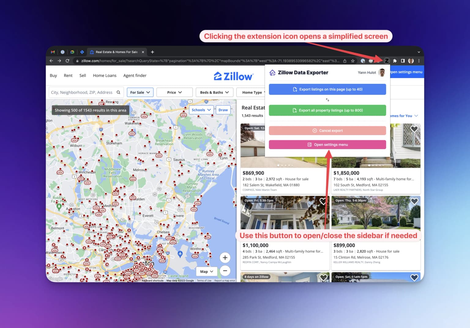 the simplified popup screen